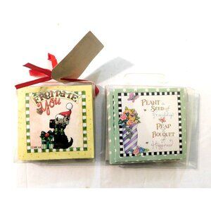 Mary Engelbreit Mini Note Cards Envelopes Set Of 2 Scottie Dog Floral Friendship